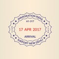 Passport stamp. Visa or immigration seal. India, New Delhi airport stamp. Vector illustration Royalty Free Stock Photo